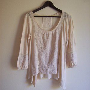 Anthropologie Cream Cotton Eyelet Top SZ-S